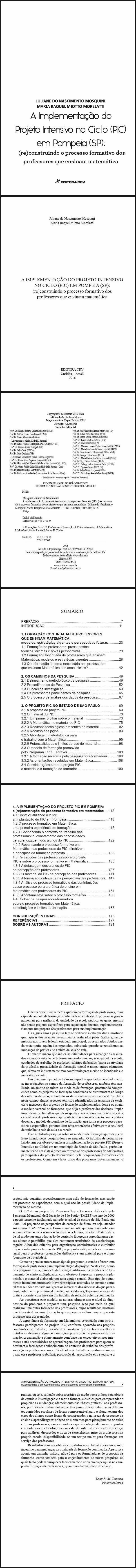 A IMPLEMENTAÇÃO DO PROJETO INTENSIVO NO CICLO (PIC) EM POMPEIA (SP):<br>(re)construindo o processo formativo dos professores que ensinam matemática